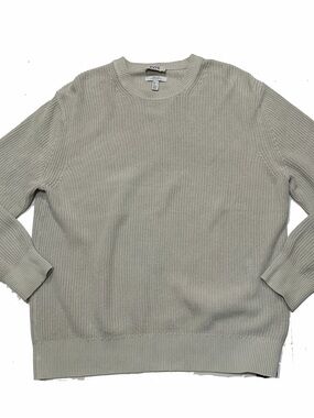 COS Men's Light Stone Crewneck Ribbed Sweater